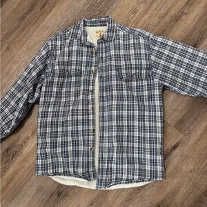 Navy and White Plaid Shirt Jacket